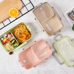 Brown/Green/Pink Lunch Box Bamboo Fibre Material Portable Bento Box Microwaveble Food Storage Container For Office Children