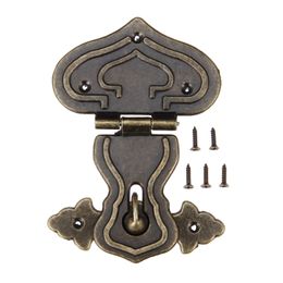 1Pc Zinc Alloy Box Hasp Lock Catch Latches for Jewelry Suitcase Vintage Home Clasp Buckle Lock Furniture Hardware Antique Bronze