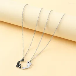 Charm Bracelets 1/2Pcs Dainty Bracelet Necklace Set Yin Yang Tai For Chi Fish Woven Friendship Couple Card