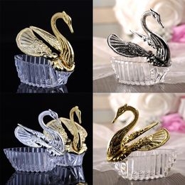 Candy Box Wedding Transparent Acrylic Wedding Favour Swan Box Romantic Candy Box Gift Boxes Parties Decoration