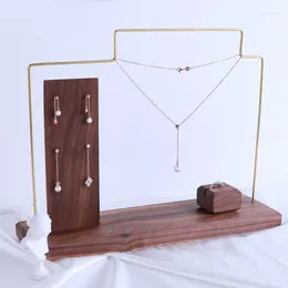 Jewellery Pouches Black Walnut Earrings Pendant Necklace Display Stand Holder Chain Frame