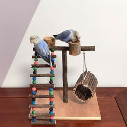 Activity Parrot Play Stand Pet Training Climbing Ladder Bird Wooden Exercise Gym