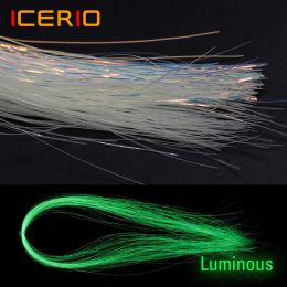 ICERIO 0.37mm Luminous Flashabou Tinsel Glow Fly Tying Material for Steelhead Streamer Flies Assist Hook Jigs Bucktail Lure