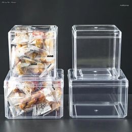 Jewelry Pouches 1pc Square Transparent Plastic Box Food Grade Material Cube Candy Package Decoration Storage 2 Sizes