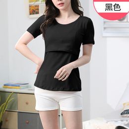 Maternity Pregnant Women Nursing Clothes Tops Breastfeeding T-Shirt Pregnancy Casual Short Sleeve Tunic Confinement Clothing #62