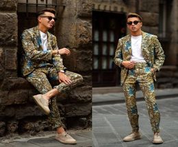 Two Piece Mens Suit Floral Groom Suit Wedding Suits For Men Slim Fit Groom High Quality Costumes De Mariage Pour Hommes3178261