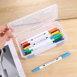 Bottles Transparent Pencil Box Simple With Buckled Dustproof Pen Case Waterproof Plastic Desktop Storage Painting Brush
