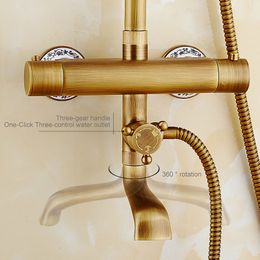 ELLEN Antique Bronze Rain Shower Set Thermostatic Rainfall Bath Shower with Hand Shower Constant Temperature Faucets EL4013
