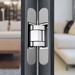 1PCS Interior Wood Door Hidden Hinge 180 Degree 3D Adjustable Zinc Alloy Invisible Hinge