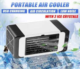 Mini USB Air Cooler Portable Air Conditioner Humidifier Purifier Desktop Air Cooling Fan Cooler Fan With 2 Ice Crystals6200107