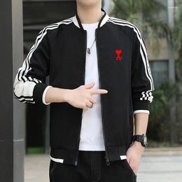 Men's Jackets REDAMen's Spring And Autumn Thin Jacket Workwear Fashionable Sports Baseball Suit Striped Top College Casual Coat