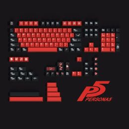 Accessories 1 Set P5 Theme Keycaps PBT 5 Sides Dye Sublimation Key Caps For 61 64 68 75 84 87 96 980 104 108 Keyboard Cherry Profile Keycap