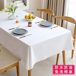 Table Cloth Spot Color Cotton Linen Waterproof Oil-free Wash Senior Sense El Accommodation Mat Tablecloth White