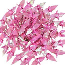 100PCS Pink Premade Origami Paper Cranes Folded 1000 Japanese Origami Cranes for Wedding Birthday Party Baby Shower Home Decor