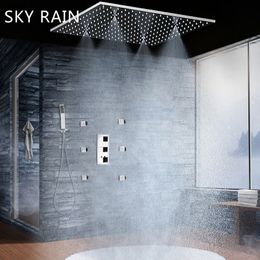 2024 Europe Style 20 Inches 500x500mm Shower Head Set Thermostatic Valve Mixer Diverter Rainfall Spray Faucet System Kit