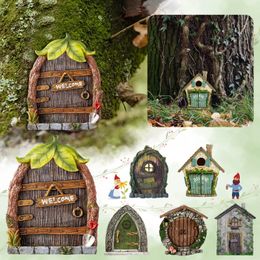 Vintage Miniature Fairy Garden Decor DIY Wooden Ornament Craft Fairy Elf Door Kit Gift Xmas Door Decor Dollhouse Accessories