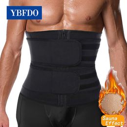 YBFDO Hot Men Sauna Sweat Slimming Double Belt Weight Loss Body Shaper Promote Belly Tummy Modeling Strap Corset Abdomen