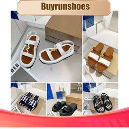 Vintage printing slipper sandal Casual shoes rubber Slide luxury Designer Sliders Summer outdoors womens mens flat slippers Mule Plaid easy matching 2024 classic