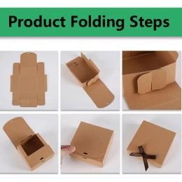 10pcs Square Kraft Paper Box Gift Box Valentine's Day Gift Package Box Candy Storage Boxes With Ribbons Small Gifts Crafts Boxes
