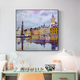 Famous Arras And Bethune Squares Landscape Poster Canvas Painting Modern Wall Art Modular Print Picture Home Decor Ready Frame