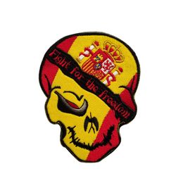 Hook and Loop Skull Patches Bagpack Sticker Portugal Germany Spain Fight for The Freedom Warrior Embroidery Flag Badges Applique