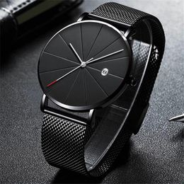 Wristwatches Watches For Men Luxury Fashion Mens Business Watch Ultra Thin Stainless Steel Mesh Belt Quartz Wrist Reloj Hombre