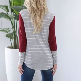 Maternity Top Multifunctional Breastfeeding Clothing Long-Sleeve Striped Color-Blocking Breastfeeding T-Shirt for Pregnant Women