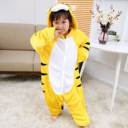 Kids Kigurumi Pyjamas Fleece Children Overalls Baby Animal Full Body Onesie One-Piece Sleepwear Girls Halloween Cosplay Costume