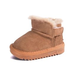 Boots DIMI 2023 Winter Warm Baby Boots Boy Girl Toddler Shoes Genuine Leather Waterproof NonSlip Plush Kids Snow Boots T22110