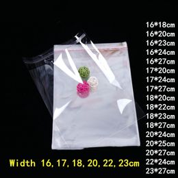 100pcs 16/17/18/20/22/23cm Plastic Transparent Bags Opp Bag Clothing Packing Storage Toy Gift Bag Multiple Size Self Adhesive