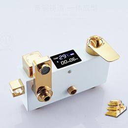 Senducs Digital Shower System Quality Brass Bathtub Mixer Tap Square Rainfall Shower Head White Gold Thermostatic Shower Set