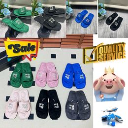 2024 Top Quality Slippers Designer Sandals Luxury Women Velvet material rhinestone Velcro tape GAI party Soft Room Slip-On Size 35-42 offical slider