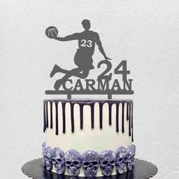 Personalized Basketball Cake Topper Custom Name Age Jersey Number Man Playing Basketball Cake Topper For Birthday Decoration