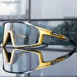 Outdoor Eyewear New Cycling Glasses Photochrom Gold Cycling Sunglasses Mountain Bike Bicycle Eyewear Women Sports Goggles Skating Y240410