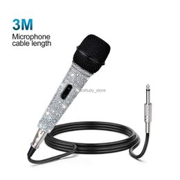 Microphones Heikuding wired handheld metal microphone with diamond effect dynamic for karaoke no cable singingQ