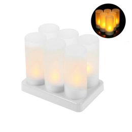 Set of 6 Rechargeable Romantic Led Candle 3D Flame TeaLight Candle lamp Remote controlled Christmas Wedding Party Bar Decoration