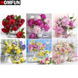 HOMFUN Full Square/Round Drill 5D DIY Diamond Painting "Rose vase flower" 3D Embroidery Cross Stitch 5D Home Decor Gift