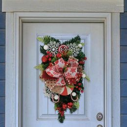 Decorative Flowers 53cm Christmas Upside Down Tree Door Hanging Candy Wall Decoration For Home Garden Yard