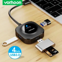 Hubs Vothoon USB Hub 4 Port USB 3.0 Splitter Switch with Micro USB Charging Port for Computer Laptop Accessories OTG Hub USB