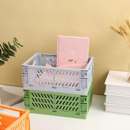 Folding Plastic Storage Box Collapsible Desktop Cosmetic Basket Office Crate Mini Container Sundries Toy Holder Organising Case