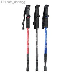 Trekking Poles 3 sections for adults children and the elderly Alpstock Ultralight hiking trip folding pole anti slip mountaineering toolQ