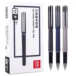 Deli 3pcs 0.5mm Black Ink Large Capacity Office Gel Pen Signing Student School Supplies Stationery