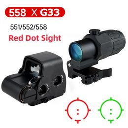 Scope Sight Tactical Optics G33 Holographic with Flip-up Mount 558 Red Green Dot Sight for 20mm Rail Hunting Firearms Airsoft