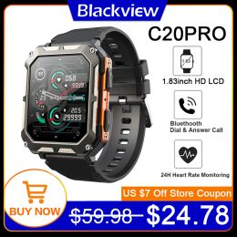 Watches Blackview C20PRO 1.83 Inch BT Call Smart Watch Men IP68 Waterproof Sports Fitness Tracker Heart Rate Blood Pressure Smartwatch