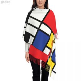 Scarves Custom Print Piet Mondrian De Stijl Scarf Men Women Winter Warm Scarves Abstract Art Colourful Shawls Wraps 240410