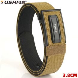 Belts TUSHI New Male and Female Hard Gun Belt Alloy Automatic Buckle Tactical IPSC Outdoor Belt 1D Nylon Military BeltC240410