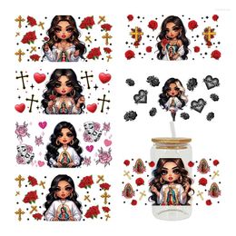 Window Stickers UV DTF Transfer Sticker Latina Women Virgin Mary For The 16oz Libbey Glasses Wraps Cup Can DIY Waterproof D14956