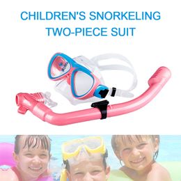 Kid's Professional Scuba Diving Mask and Snorkels Anti-Fog Goggles Glasses Diving Swimming Easy Breath Tube Set Children