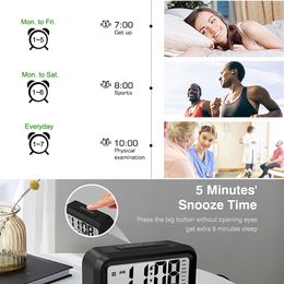 English Talking Speaking Clock Digital Bedroom Wake Up Alarm Clock with Temperature Thermometer,Calendar,Snooze,Backlight