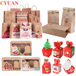 Merry Christmas Gift Bags Xmas Tree Plastic Packing Bag Snowflake Christmas Candy Box New Year 2022 Kids Favors Bag Noel Decor